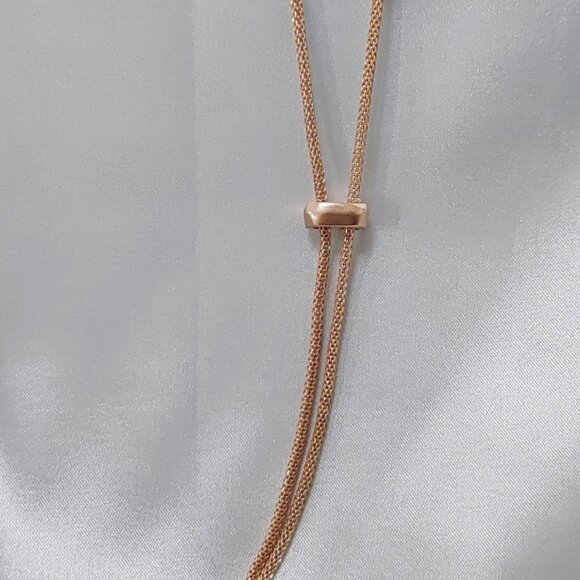 Kendra Scott Metal Hollow Adjustable Long Necklace Chest Chain Rose Gold - Picture 5 of 10